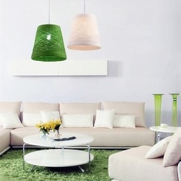 Modern Lantlig Cany Art Vävd Rotting Enkelhuvud Droplight Lampa