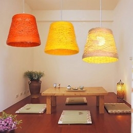 Modern Lantlig Cany Art Vävd Rotting Enkelhuvud Droplight Lampa