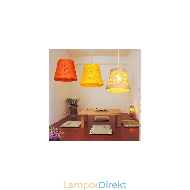 Modern Lantlig Cany Art Vävd Rotting Enkelhuvud Droplight Lampa