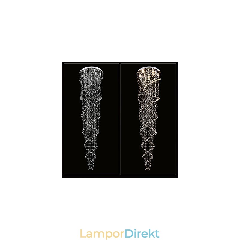 Takljuskrona Ljus Pendelljus Belysningsarmaturer Med K9 Crystal Dubbel Spiral D70Cm H300Cm