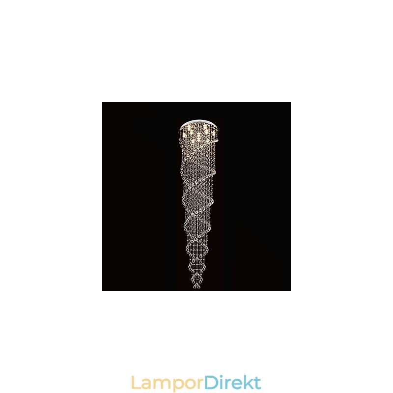 Takljuskrona Ljus Pendelljus Belysningsarmaturer Med K9 Crystal Dubbel Spiral D70Cm H300Cm