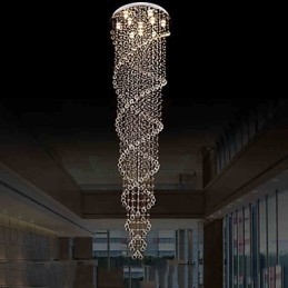 Takljuskrona Ljus Pendelljus Belysningsarmaturer Med K9 Crystal Dubbel Spiral D70Cm H300Cm