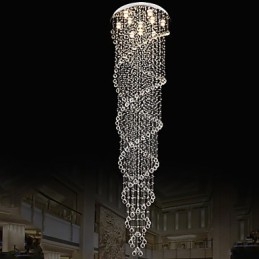 Takljuskrona Ljus Pendelljus Belysningsarmaturer Med K9 Crystal Dubbel Spiral D70Cm H300Cm