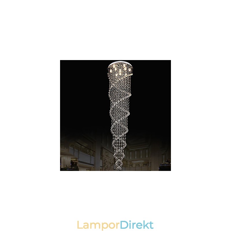 Takljuskrona Ljus Pendelljus Belysningsarmaturer Med K9 Crystal Dubbel Spiral D70Cm H300Cm