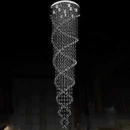 Takljuskrona Ljus Pendelljus Belysningsarmaturer Med K9 Crystal Dubbel Spiral D70Cm H300Cm