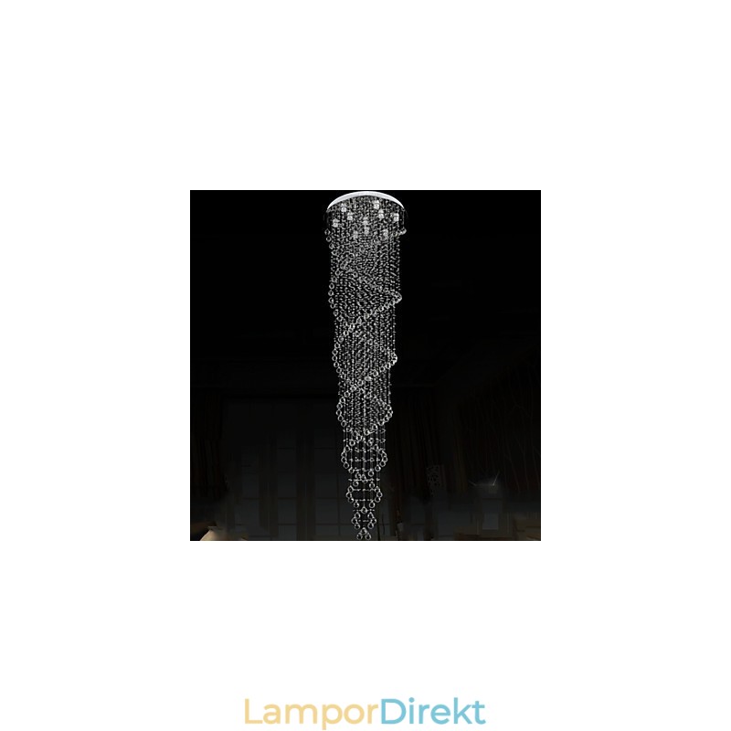 Takljuskrona Ljus Pendelljus Belysningsarmaturer Med K9 Crystal Dubbel Spiral D70Cm H300Cm