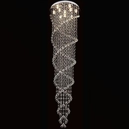 Takljuskrona Ljus Pendelljus Belysningsarmaturer Med K9 Crystal Dubbel Spiral D70Cm H300Cm