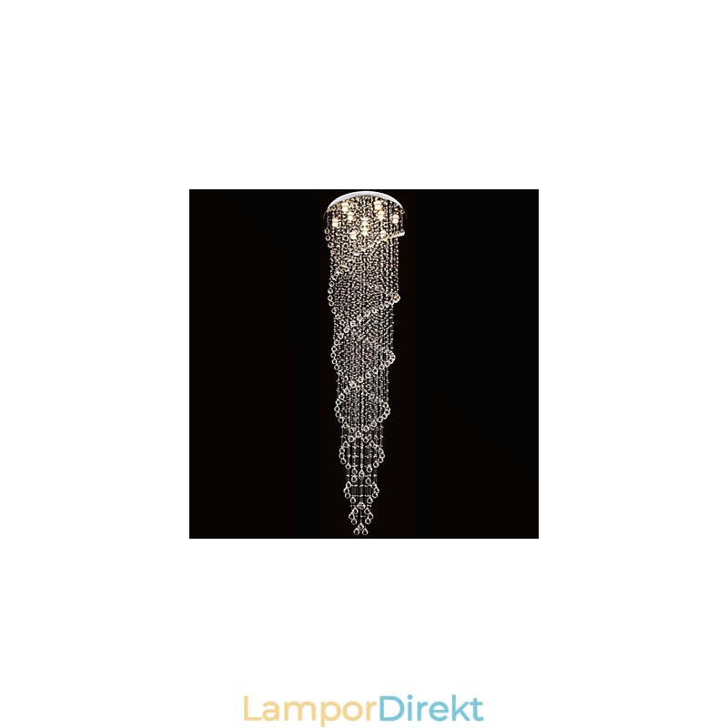 Takljuskrona Ljus Pendelljus Belysningsarmaturer Med K9 Crystal Dubbel Spiral D70Cm H300Cm
