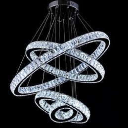 Crystal Pendel Light Taklampa Ljuskrona Belysningsarmaturer Med 4 Ringar
