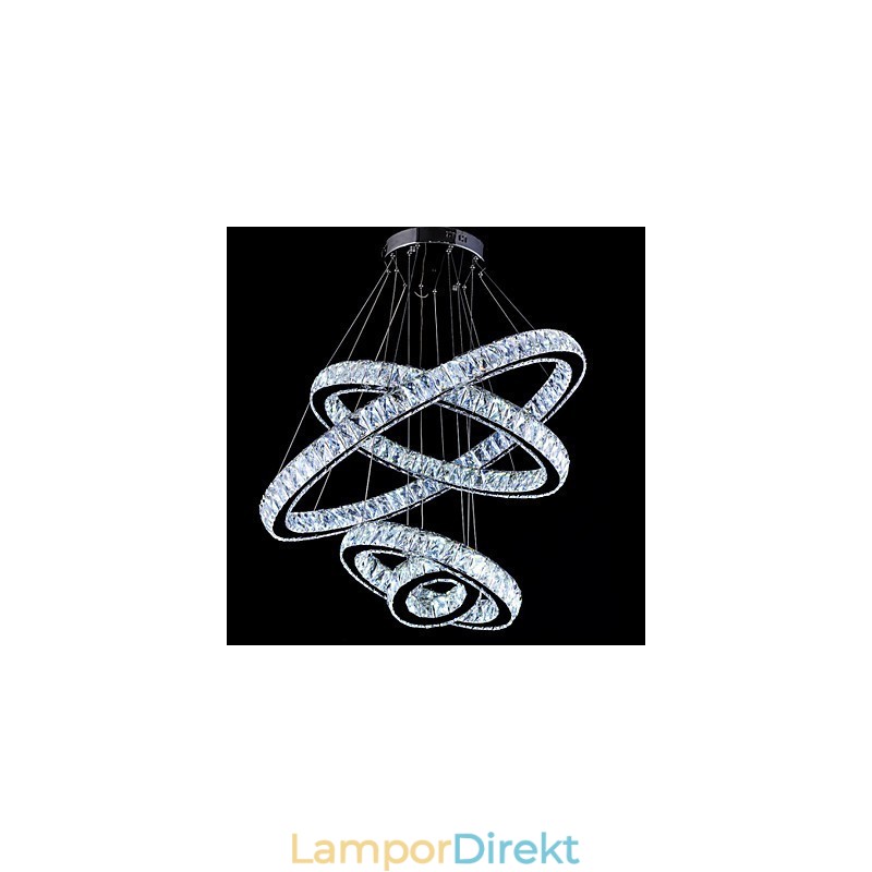 Crystal Pendel Light Taklampa Ljuskrona Belysningsarmaturer Med 4 Ringar