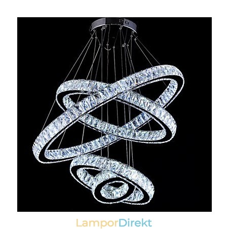 Crystal Pendel Light Taklampa Ljuskrona Belysningsarmaturer Med 4 Ringar Crystal Pendel Light Taklampa Ljuskrona Belysningsarmaturer Med 4 Ringar