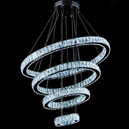 Crystal Pendel Light Taklampa Ljuskrona Belysningsarmaturer Med 4 Ringar