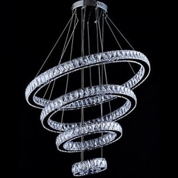 Crystal Pendel Light Taklampa Ljuskrona Belysningsarmaturer Med 4 Ringar