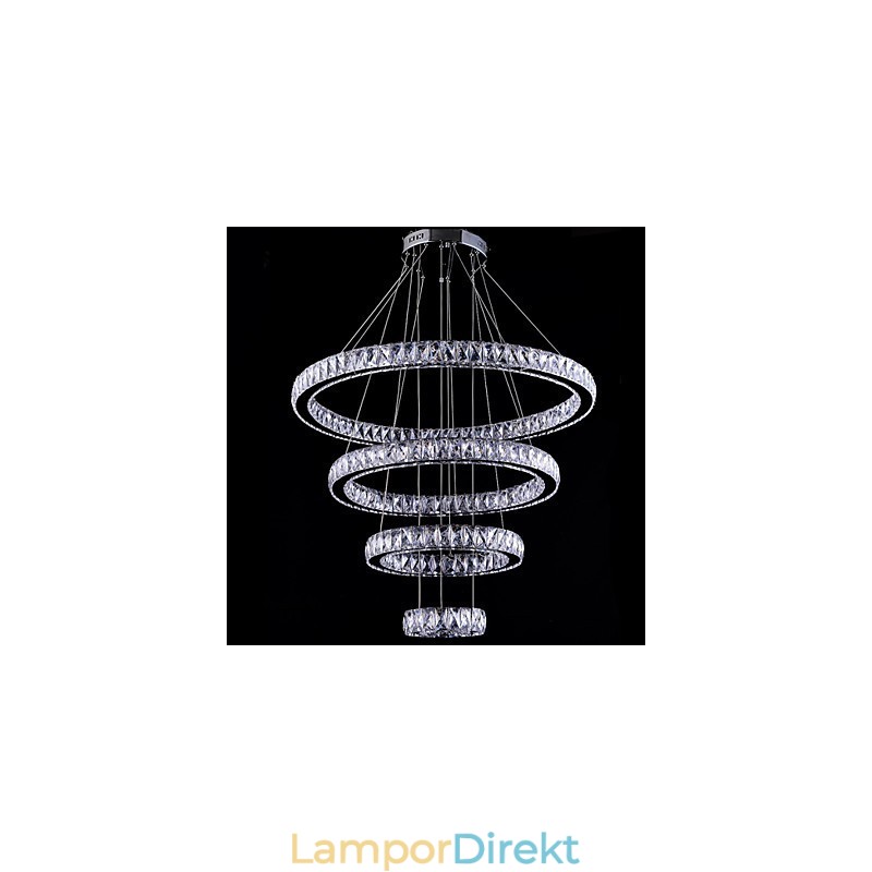Crystal Pendel Light Taklampa Ljuskrona Belysningsarmaturer Med 4 Ringar