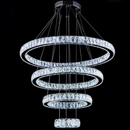 Crystal Pendel Light Taklampa Ljuskrona Belysningsarmaturer Med 4 Ringar
