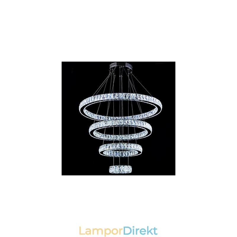 Crystal Pendel Light Taklampa Ljuskrona Belysningsarmaturer Med 4 Ringar