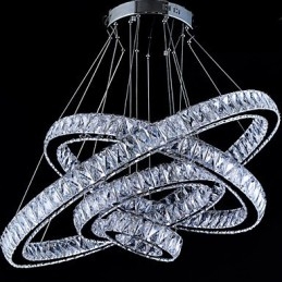 Crystal Pendel Light Taklampa Ljuskrona Belysningsarmaturer Med 4 Ringar