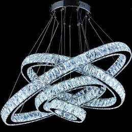 Crystal Pendel Light Taklampa Ljuskrona Belysningsarmaturer Med 4 Ringar