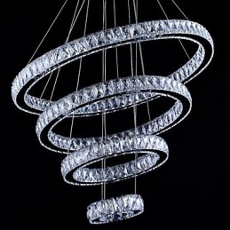 Crystal Pendel Light Taklampa Ljuskrona Belysningsarmaturer Med 4 Ringar