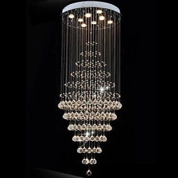 Modern Kristallkrona Belysning Pendelljus Taklampa Armaturer Med 8 Glödlampor H180Cm