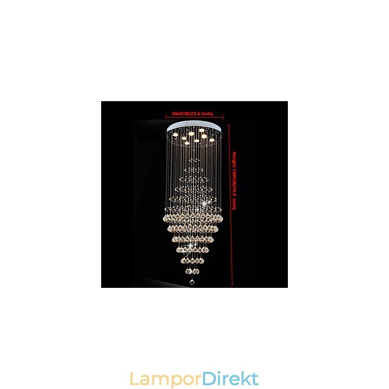 Modern Kristallkrona Belysning Pendelljus Taklampa Armaturer Med 8 Glödlampor H180Cm
