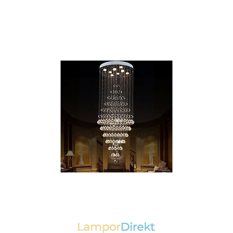 Modern Kristallkrona Belysning Pendelljus Taklampa Armaturer Med 8 Glödlampor H180Cm
