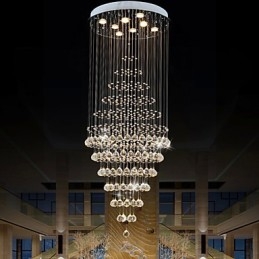 Modern Kristallkrona Belysning Pendelljus Taklampa Armaturer Med 8 Glödlampor H180Cm
