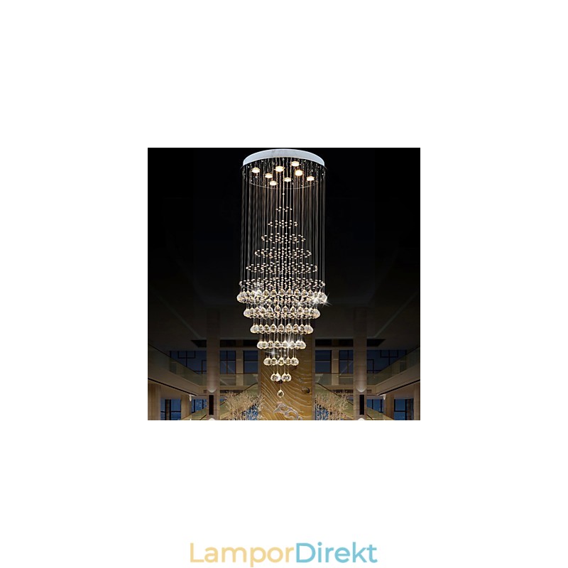 Modern Kristallkrona Belysning Pendelljus Taklampa Armaturer Med 8 Glödlampor H180Cm