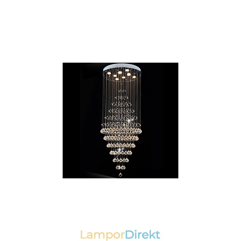 Modern Kristallkrona Belysning Pendelljus Taklampa Armaturer Med 8 Glödlampor H180Cm