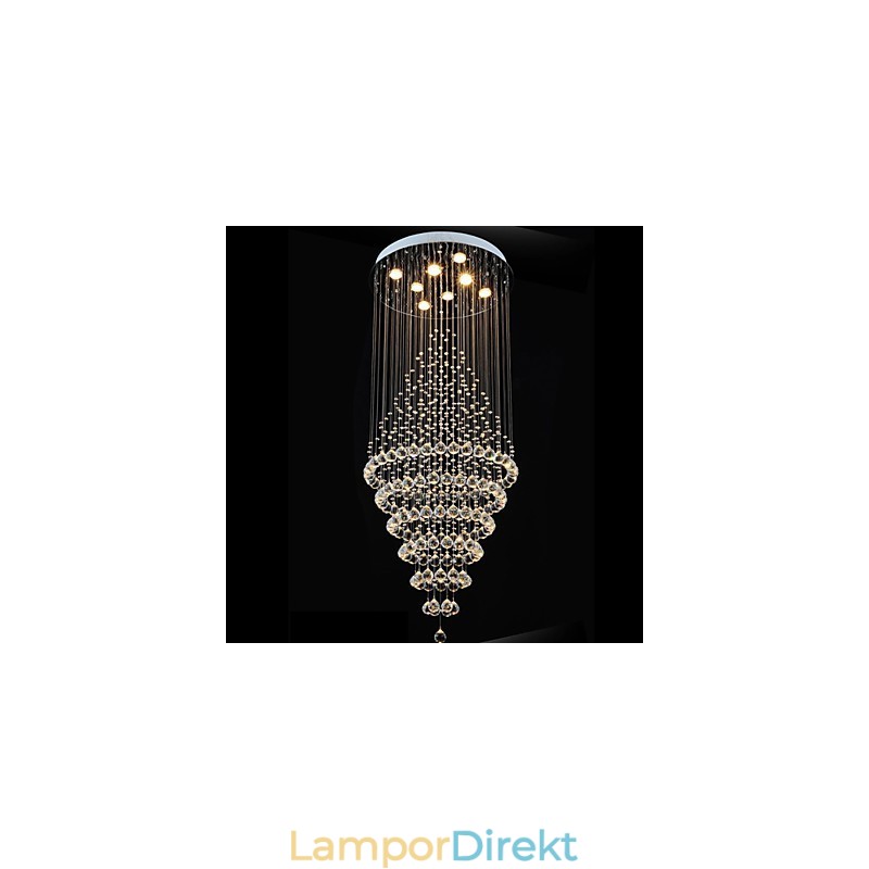 Modern Kristallkrona Belysning Pendelljus Taklampa Armaturer Med 8 Glödlampor H180Cm