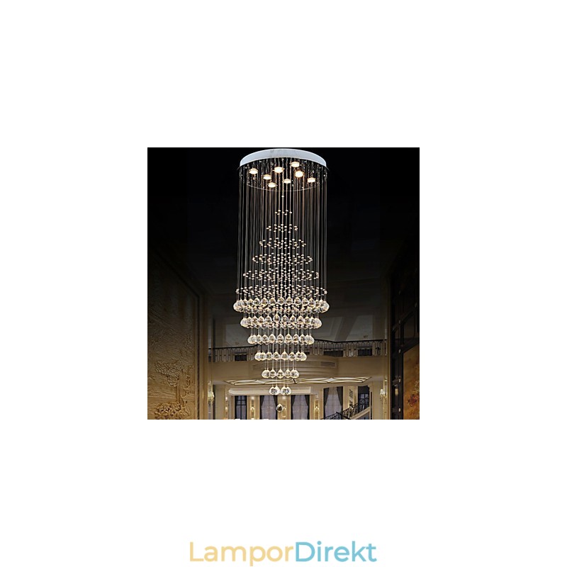 Modern Kristallkrona Belysning Pendelljus Taklampa Armaturer Med 8 Glödlampor H180Cm