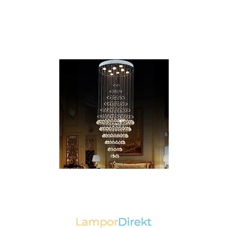 Modern Kristallkrona Belysning Pendelljus Taklampa Armaturer Med 8 Glödlampor H180Cm