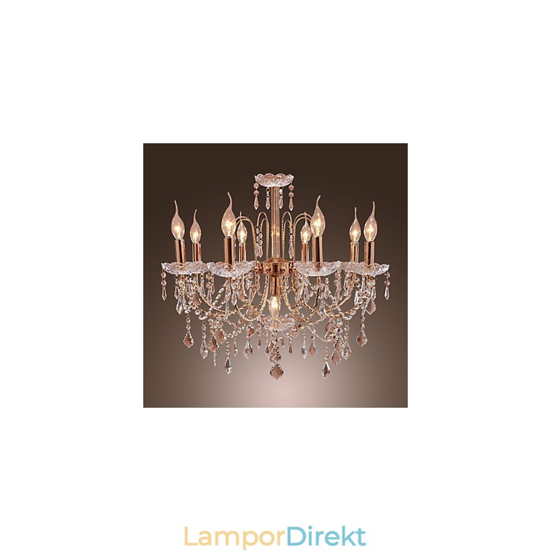 Elegant Kristallkrona Med 9 Lampor