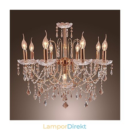 Elegant Kristallkrona Med 9 Lampor Elegant Kristallkrona Med 9 Lampor