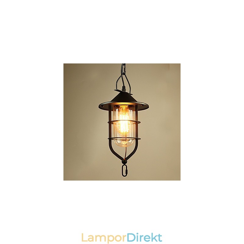 Vintage Lantmålning Metall Taklampa Garage