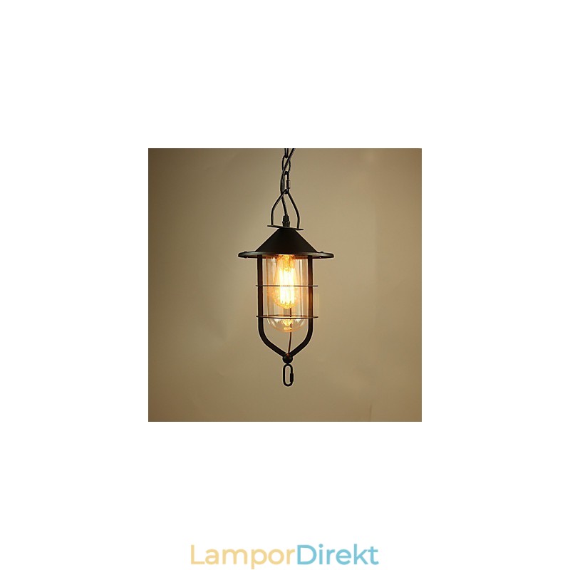 Vintage Lantmålning Metall Taklampa Garage