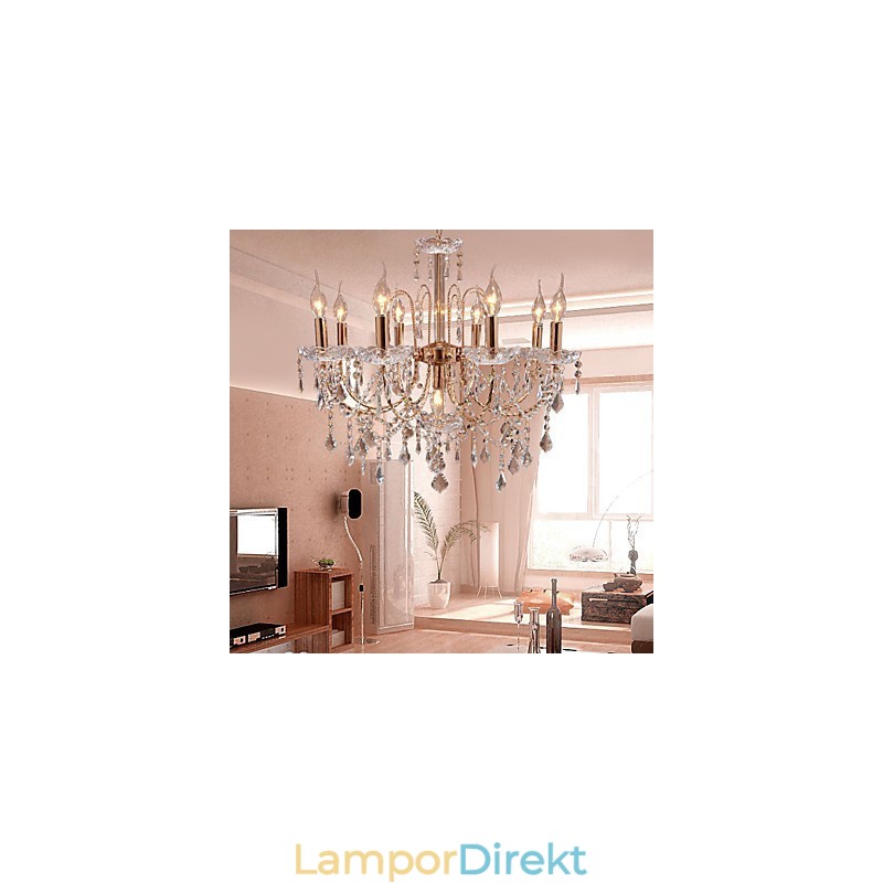 Elegant Kristallkrona Med 9 Lampor