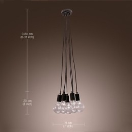 Modern Home 7 Head Edison Bulb Light Loft Glaskula Pendel Light