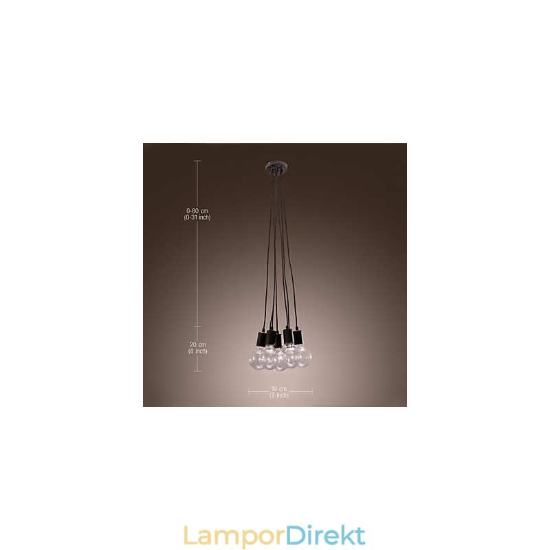 Modern Home 7 Head Edison Bulb Light Loft Glaskula Pendel Light