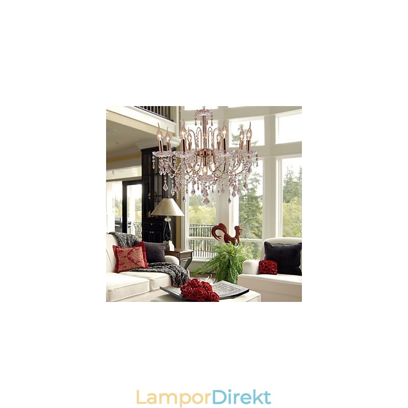 Elegant Kristallkrona Med 9 Lampor