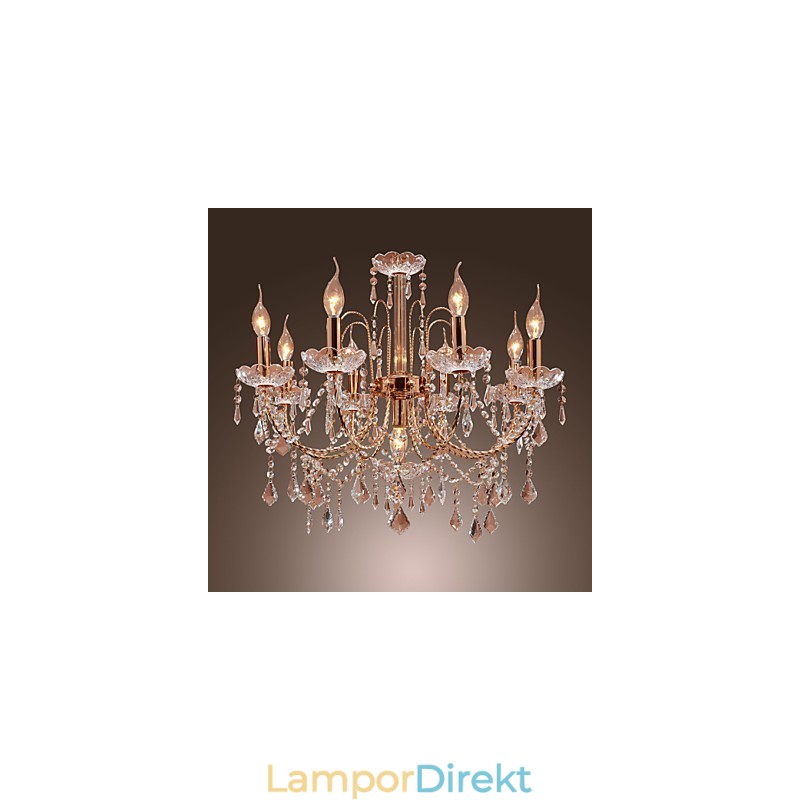 Elegant Kristallkrona Med 9 Lampor