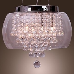 Artistic 6 Light Crystal Pendel Light Med Glasskärm