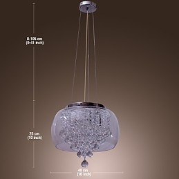 Artistic 6 Light Crystal Pendel Light Med Glasskärm