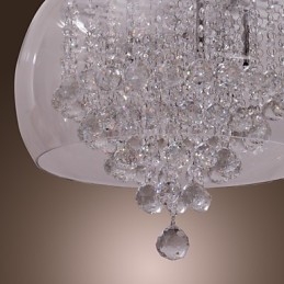 Artistic 6 Light Crystal Pendel Light Med Glasskärm