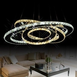 Crystal Pendel Lighting Takljuskrona Ljusarmaturer Med Varm Och Kall Vit 3 Ringar