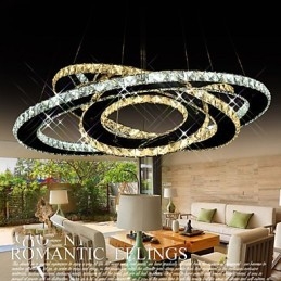 Crystal Pendel Lighting Takljuskrona Ljusarmaturer Med Varm Och Kall Vit 3 Ringar