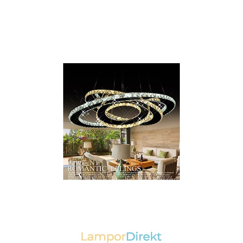 Crystal Pendel Lighting Takljuskrona Ljusarmaturer Med Varm Och Kall Vit 3 Ringar