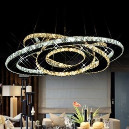 Crystal Pendel Lighting Takljuskrona Ljusarmaturer Med Varm Och Kall Vit 3 Ringar