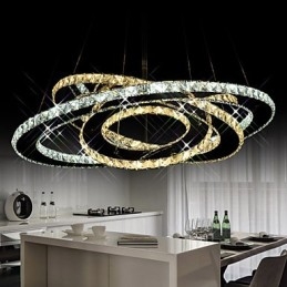 Crystal Pendel Lighting Takljuskrona Ljusarmaturer Med Varm Och Kall Vit 3 Ringar