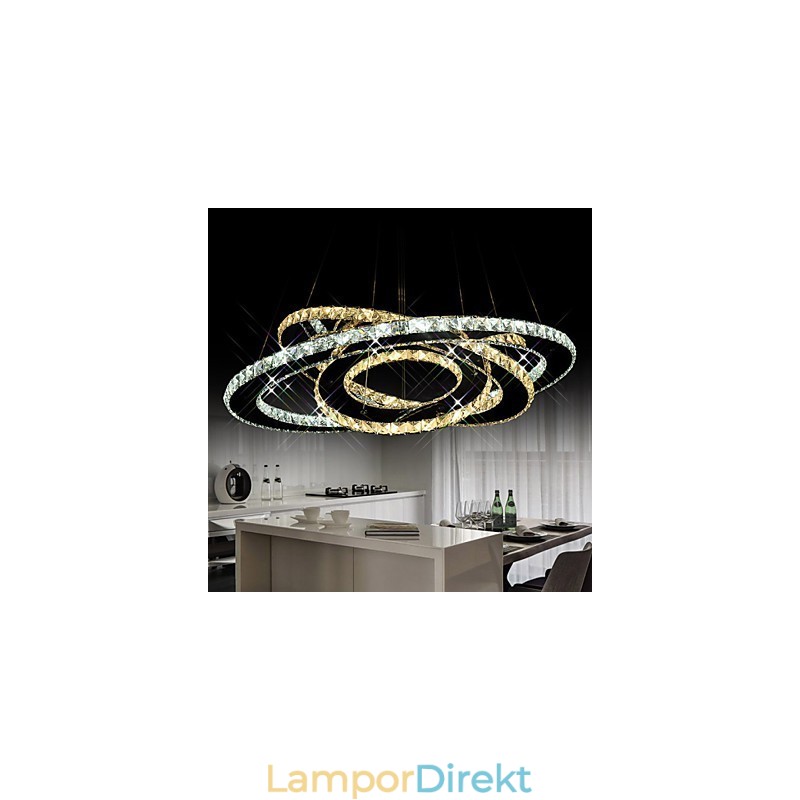 Crystal Pendel Lighting Takljuskrona Ljusarmaturer Med Varm Och Kall Vit 3 Ringar